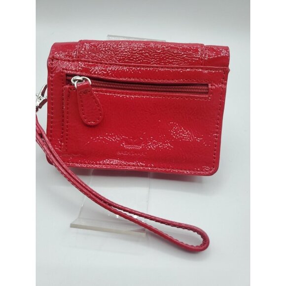 Baekgaard Purse Flirty Wristlet Fuschia Bright Pink Patent Ruffle Magnetic Clasp - Picture 3 of 6